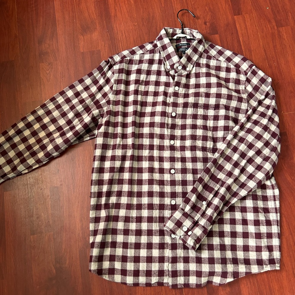 Men's Burgundy Checkered Shirt